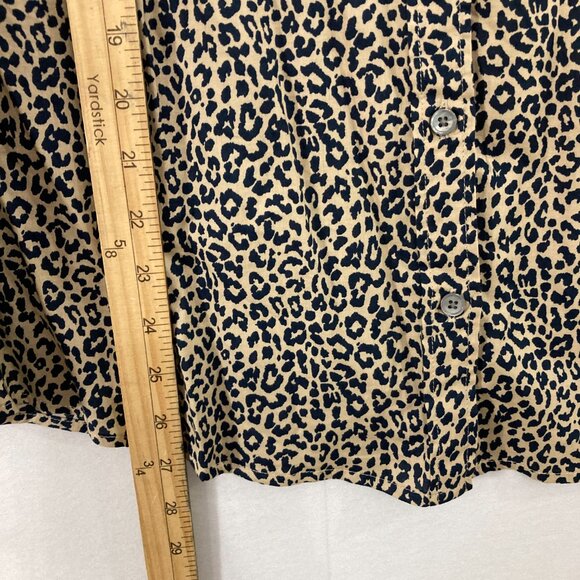 New J. Crew Top size XL Leopard Print Long Sleeve Button Down Cotton - Picture 4 of 10